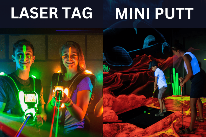 combo laser tag et mini-golf